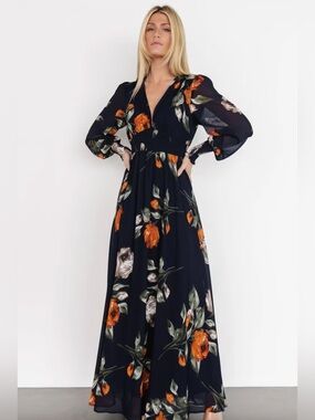 Baltic Born Olivia Maxi Dress Midnight Navy Floral | S NWT